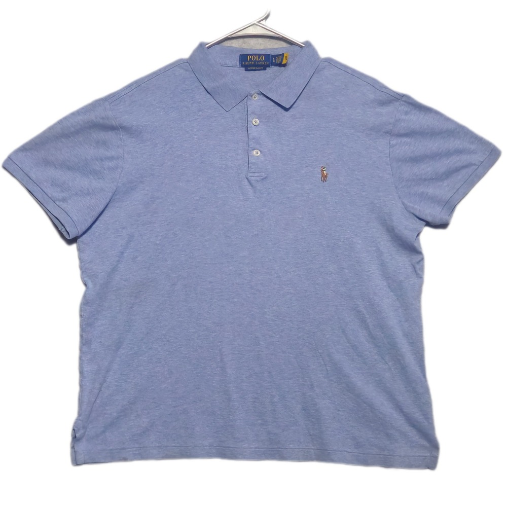 Polo Ralph Lauren Polo Shirt Mens Large Blue Custom Slim Fit Short Sleeve Cotton